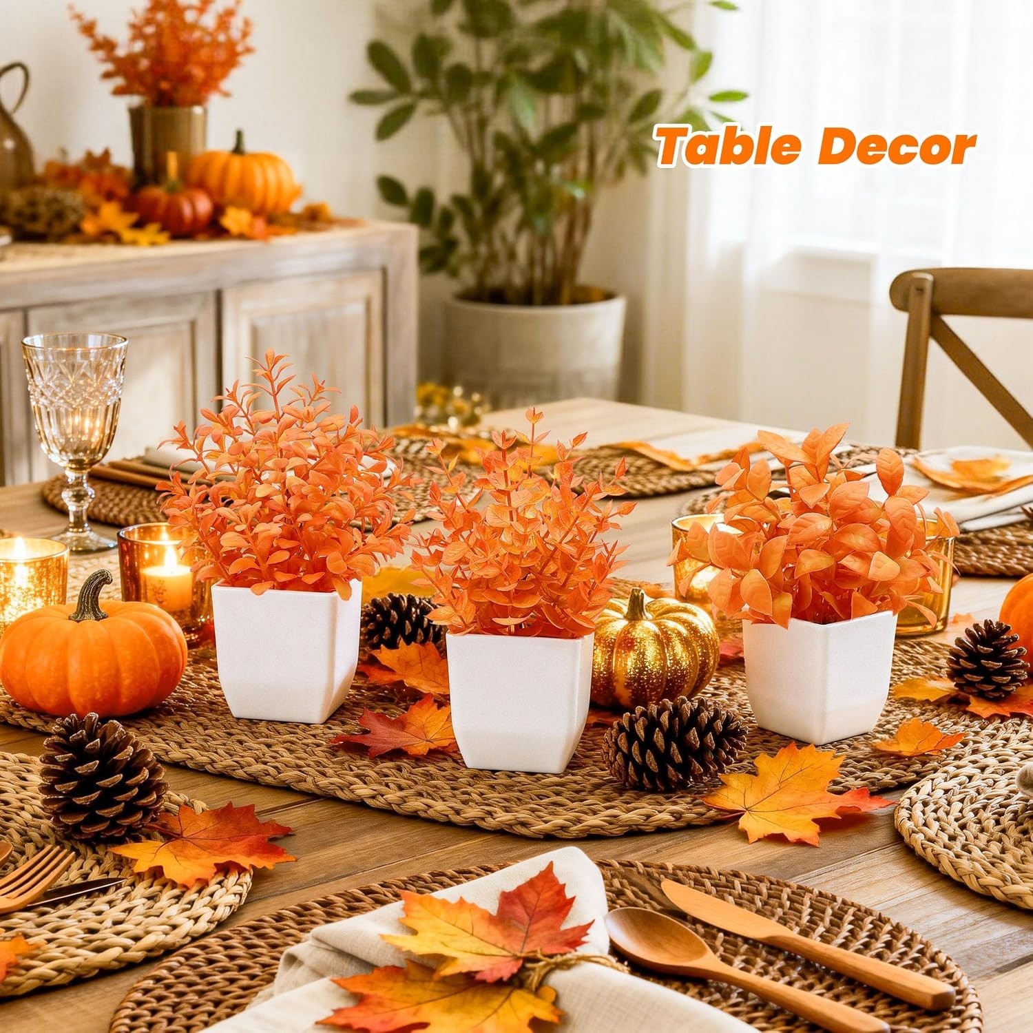Chic 4 Pack of Fall Faux Plants – Versatile Accent for Home and Office