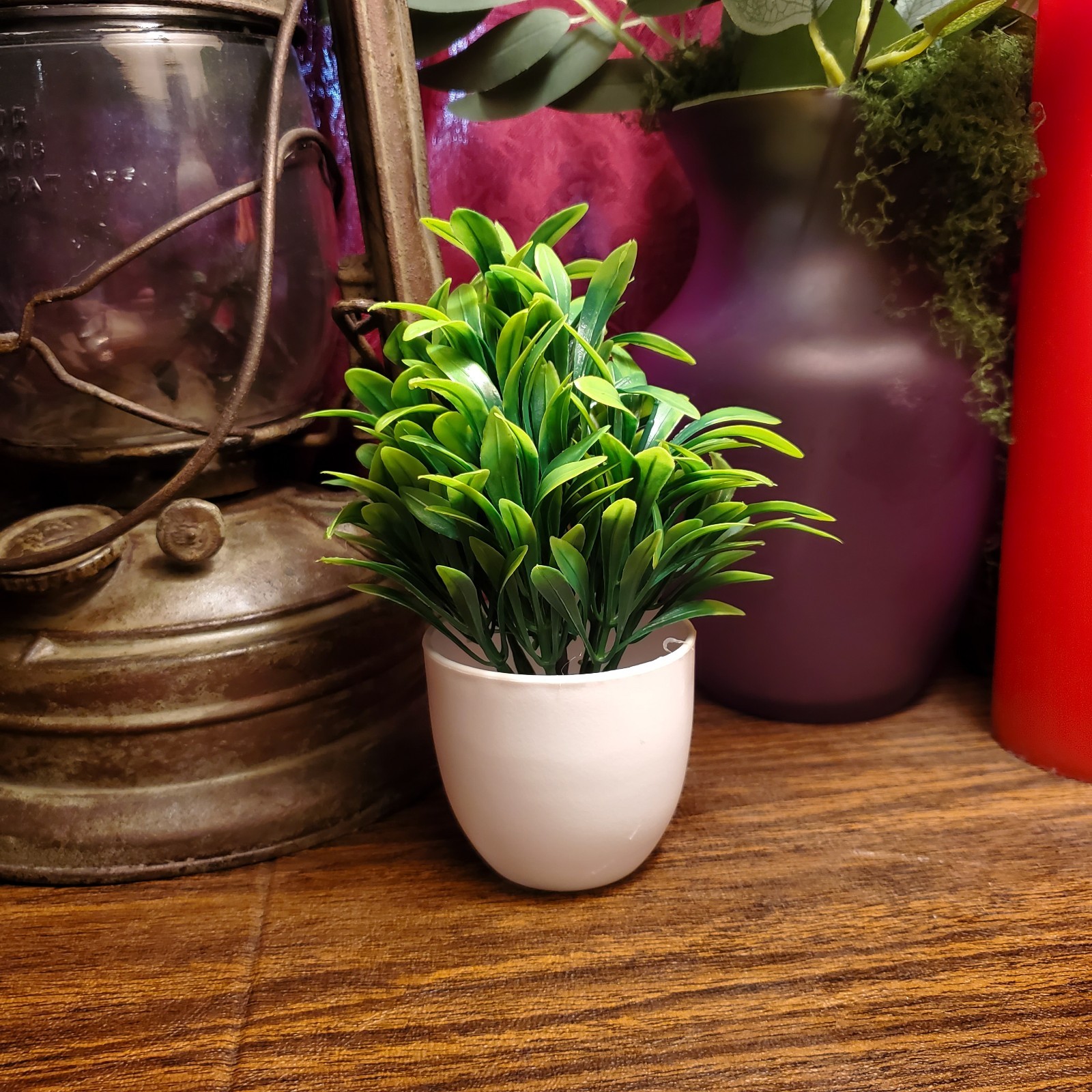 Mini Artificial Potted Plant Small Faux Greenery Spring Grass Bonsai Desk Decor