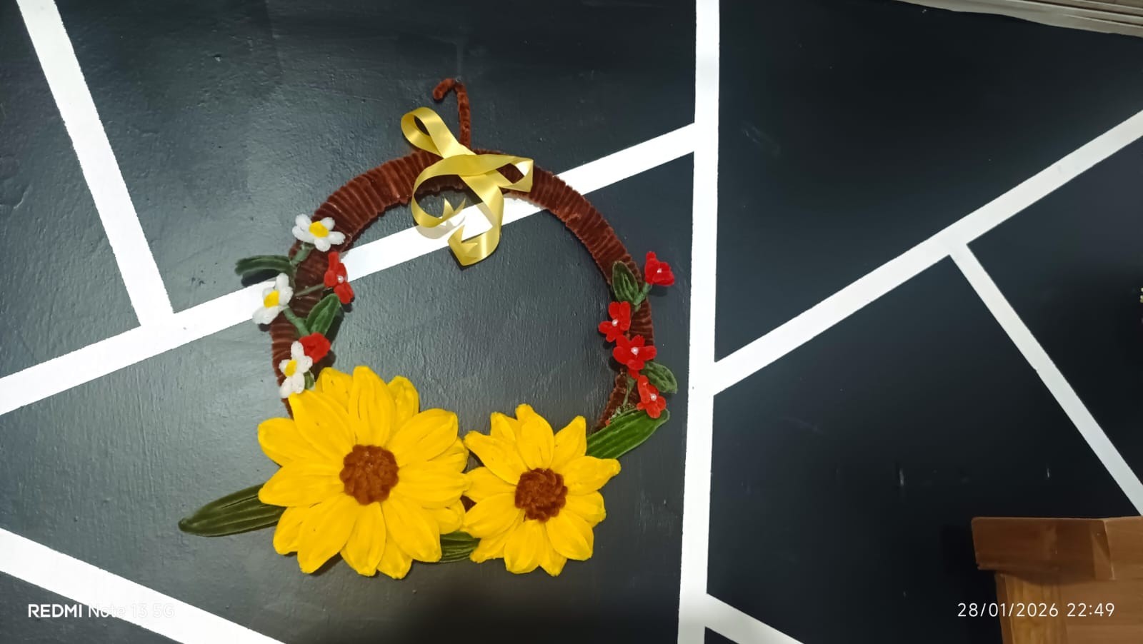 Handmade Yellow Sunflower Wreath Summer Spring Home Wall Decor Housewarming Gift