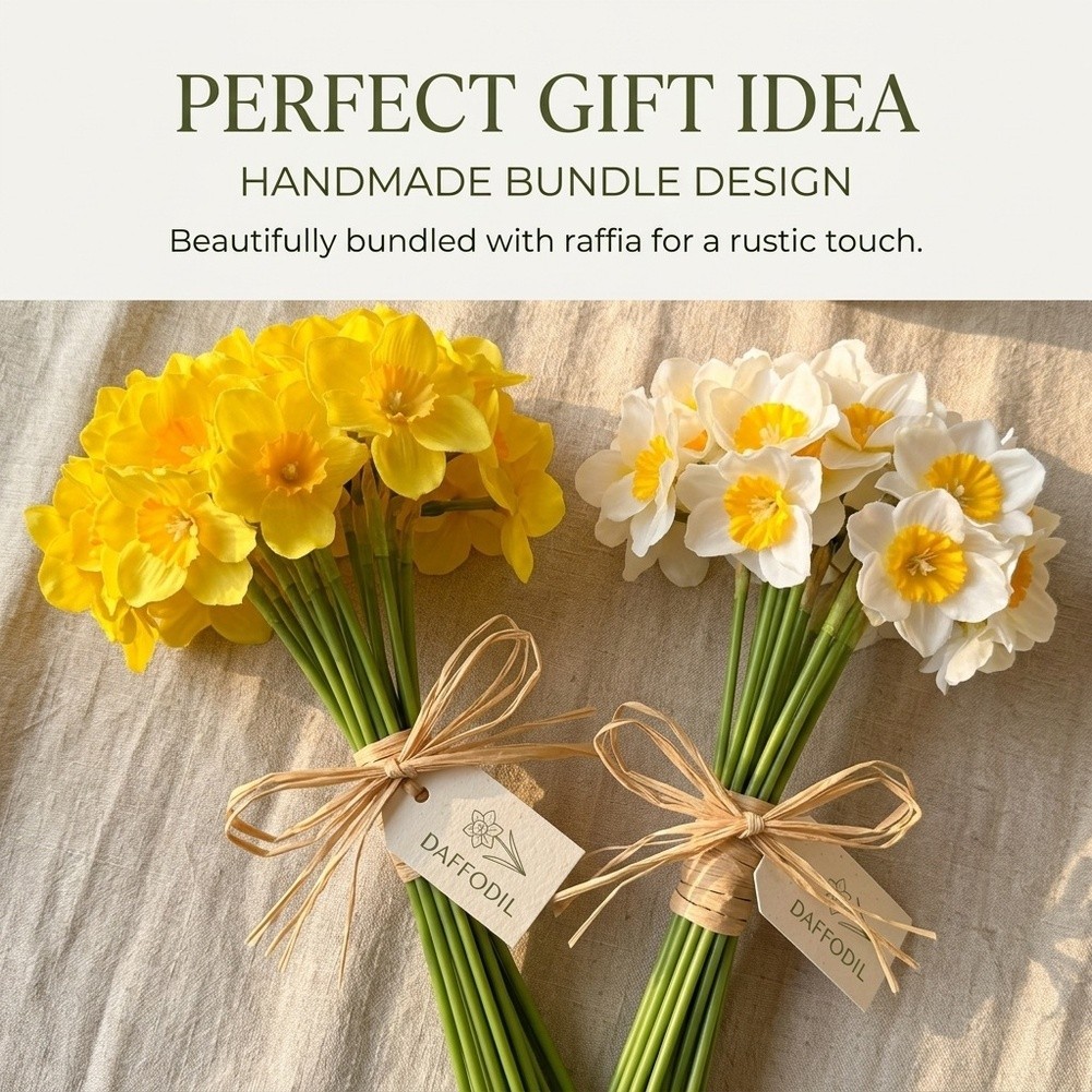 Artificial Narcissus Bouquet Creamy White and Yellow for Rustic Setting