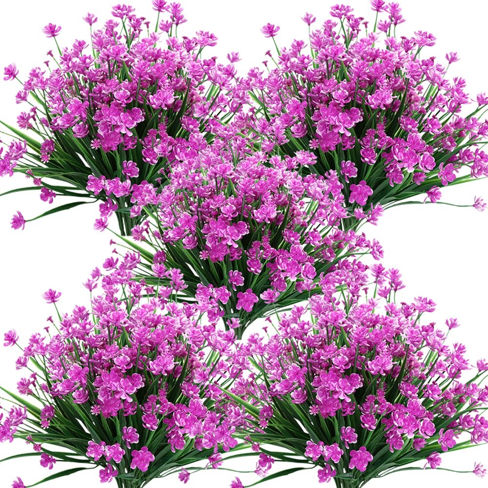 20 Bundles Artificial Outdoor Flowers Fake UV Resistant No Fade Greenery Faux…
