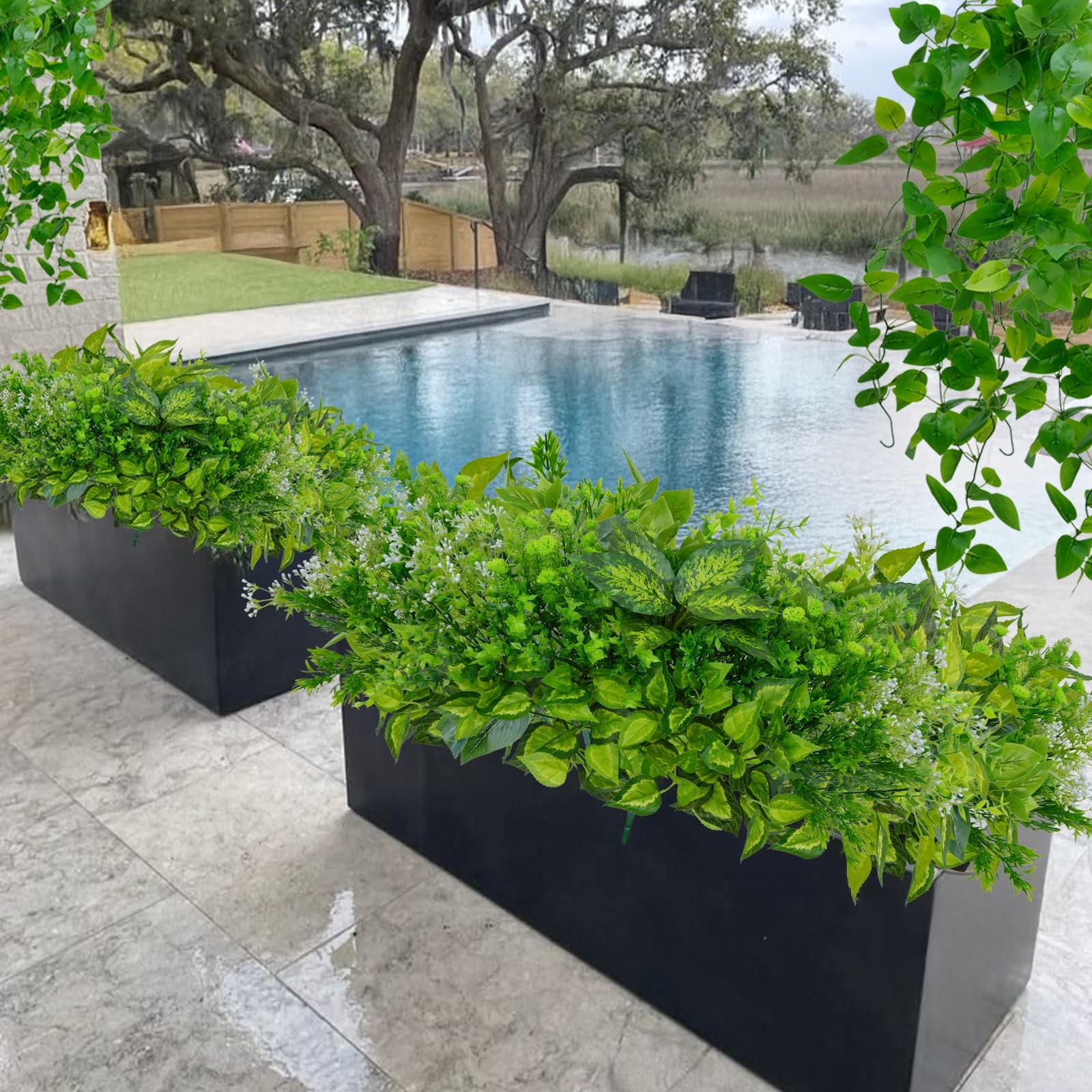 16 Bundles Artificial Plants Outdoor Realistic Outdoor Greenery UV Resistant …