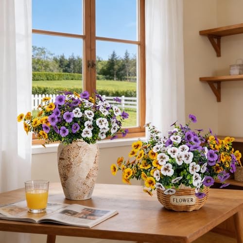 17 Inch Artificial Faux Pansy Flowers for Light Purple,dark Yellow,white