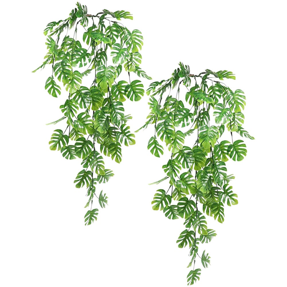 2 Pcs Fake Monstera Hanging Plant Artificial Plants Indoor Realistic