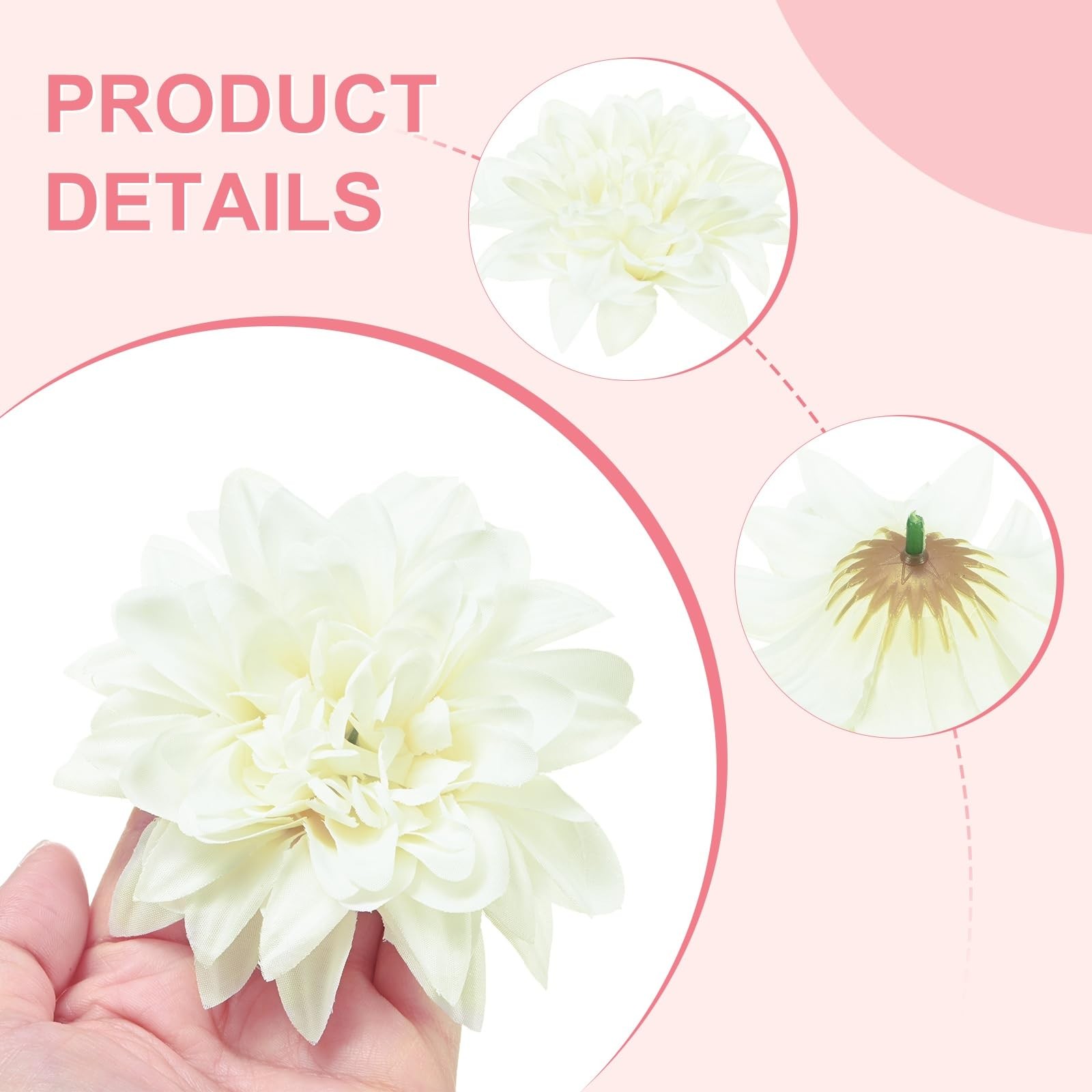 15 PCS Artificial Flowers Bulk 3.54 Inch/90mm Fake Chrysanthemum Silk White