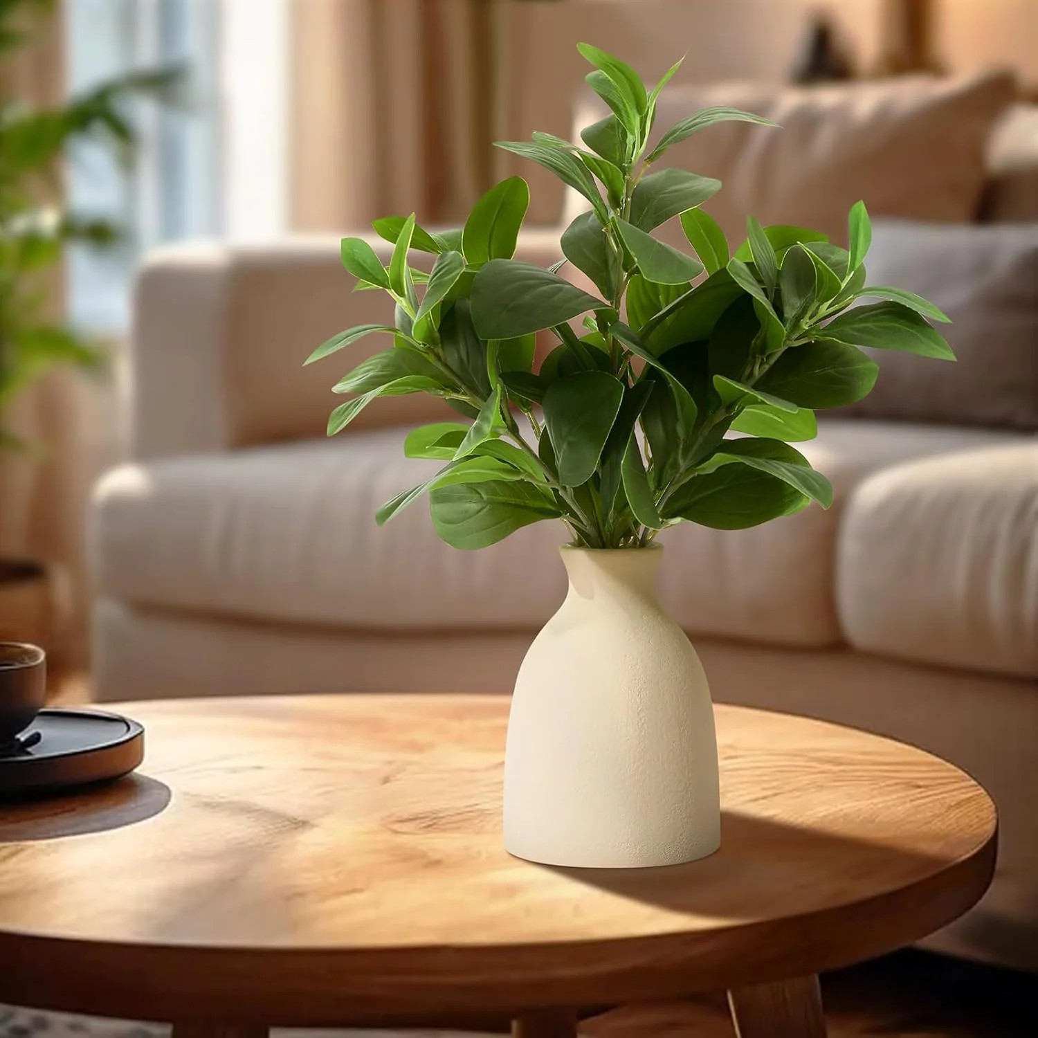 16″ Artificial Eucalyptus Stems Potted Plant Indoor Fake Plants – Realistic Gree
