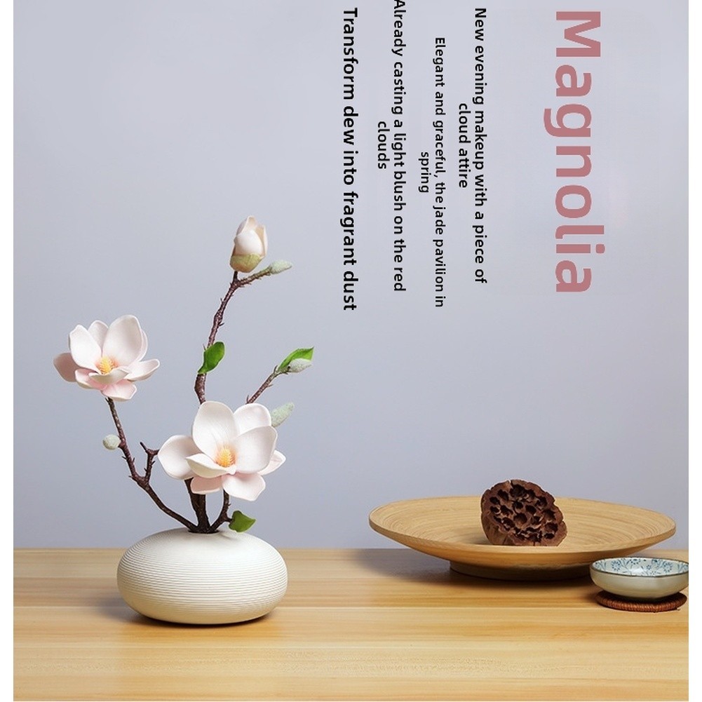 Realistic Looking Magnolia Fake Flowers 51cm Length with Soft Touch EVA Petals