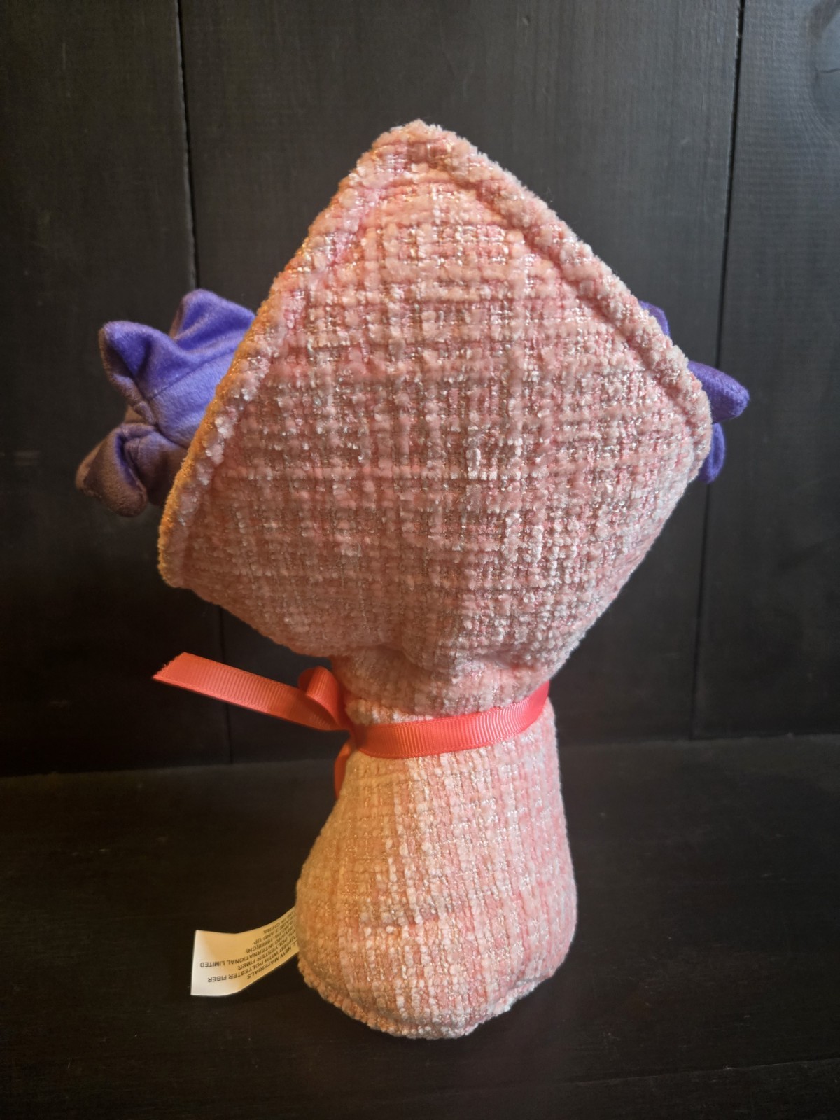 Amusables Bouquet of Flowers Plush Forever Bouquet Purple Blooms Pink Wrap Smile
