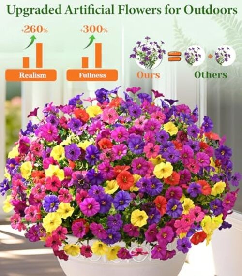 Artificial Flowers for 14 Bundles Purple+fuchsia+deep Purple+red+yellow