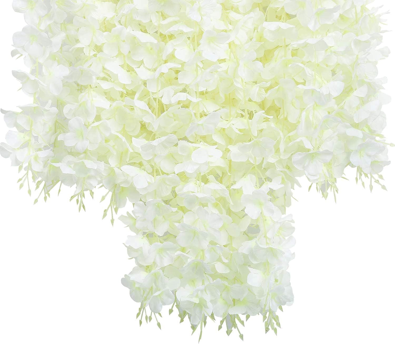 48 Pack White Wisteria Vine Garland – 172.8 Feet Silk Flowers for Decor