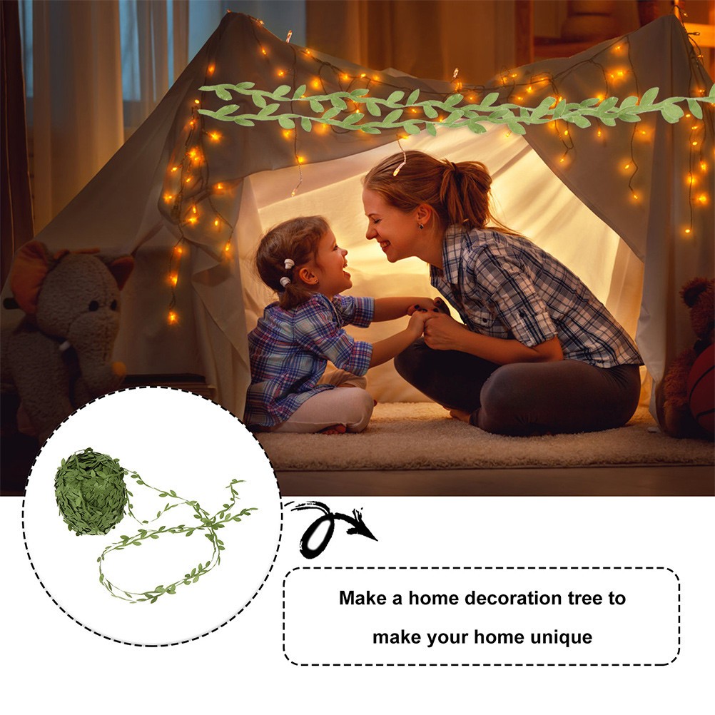 1Pc Simulation Rattan Adornment Green Leaf Garland for Holiday and Home Decor