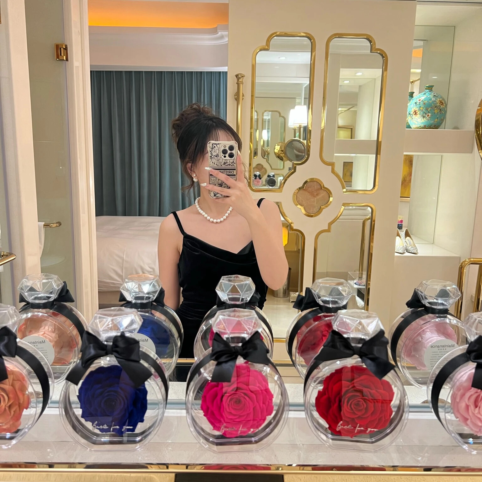 Uniquely Designed Preserved Scent-Infused Eternal Rosas in a Clear Box