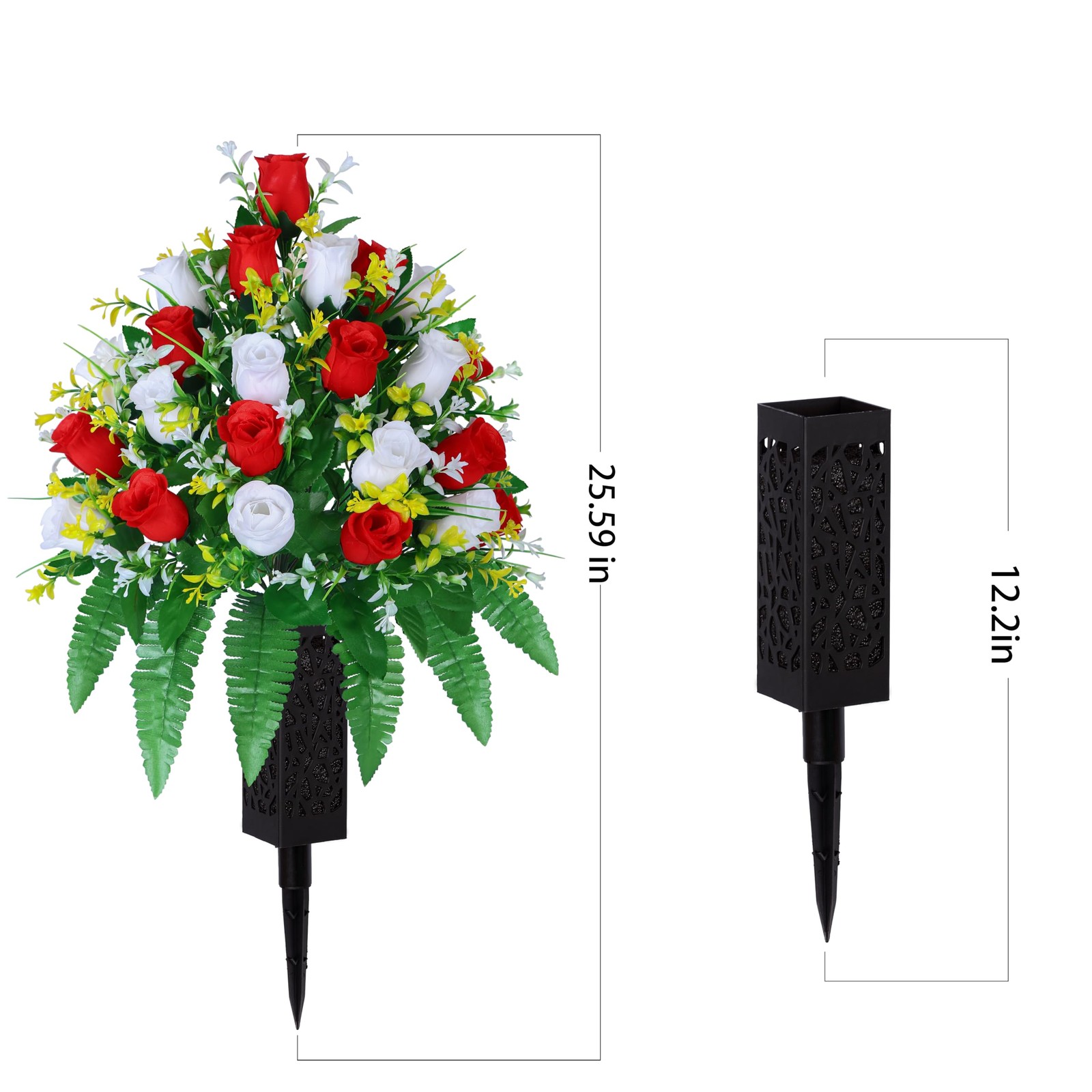 Artificial Cemetery Flowers, Gravesite Decoration Roses, Memorial Bouquets wi…