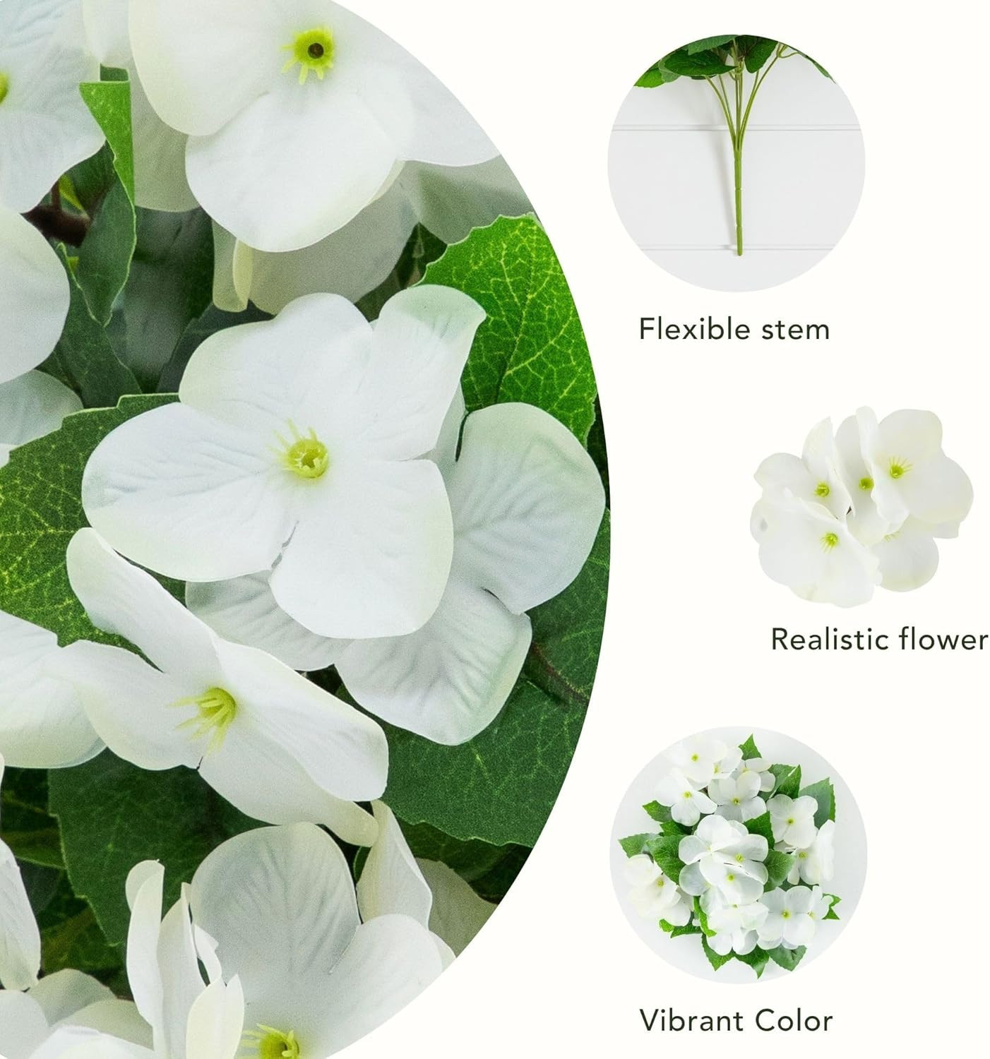 Set of 6 UV Resistant 14″ Artificial Hydrangea Bushes for Indoor/Outdoor Use