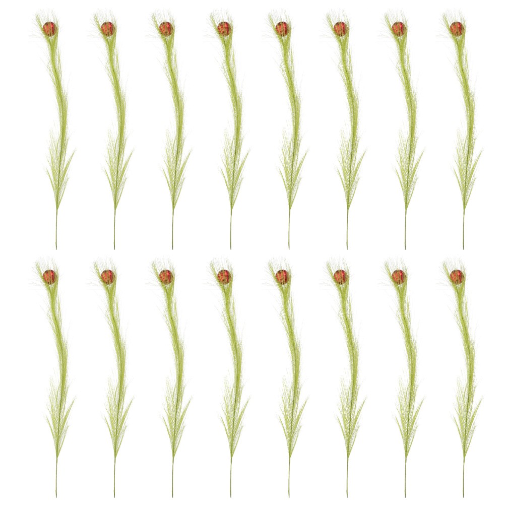 16 Pcs Small Pampas Grass Decor Faux Artificial Plant Green Reeds