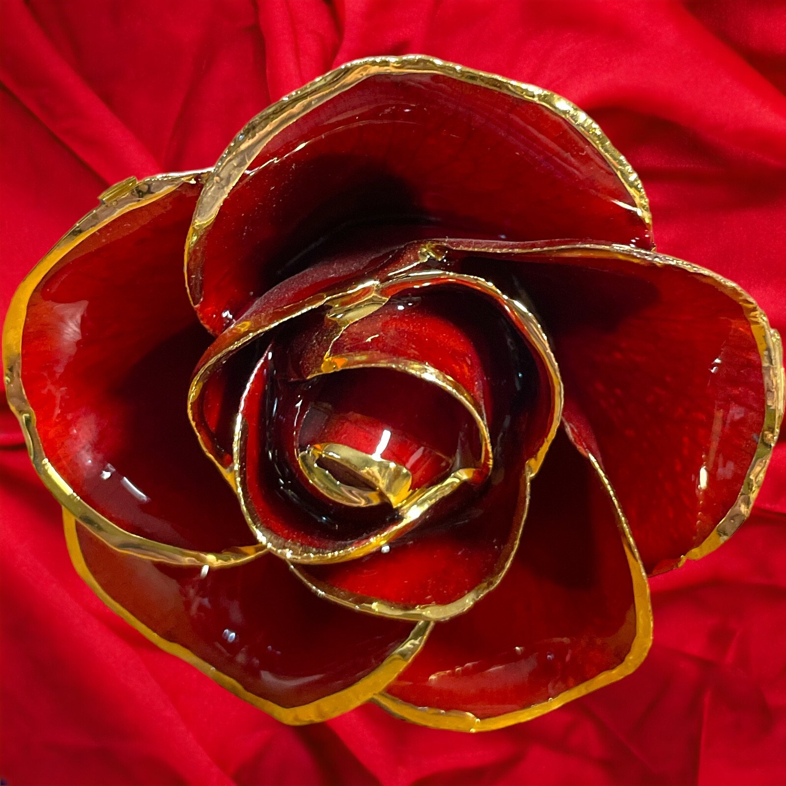 Eternity Rose Red : Rose Glazed & Trimmed with 24K Gold 11″