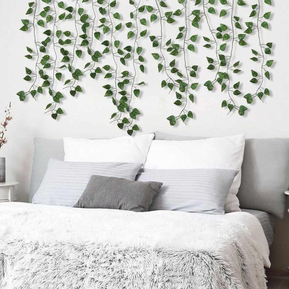 1 In. 48 Pack Artificial Green Ivy Vine Hanging Plant Greenery Silk Leaves Water