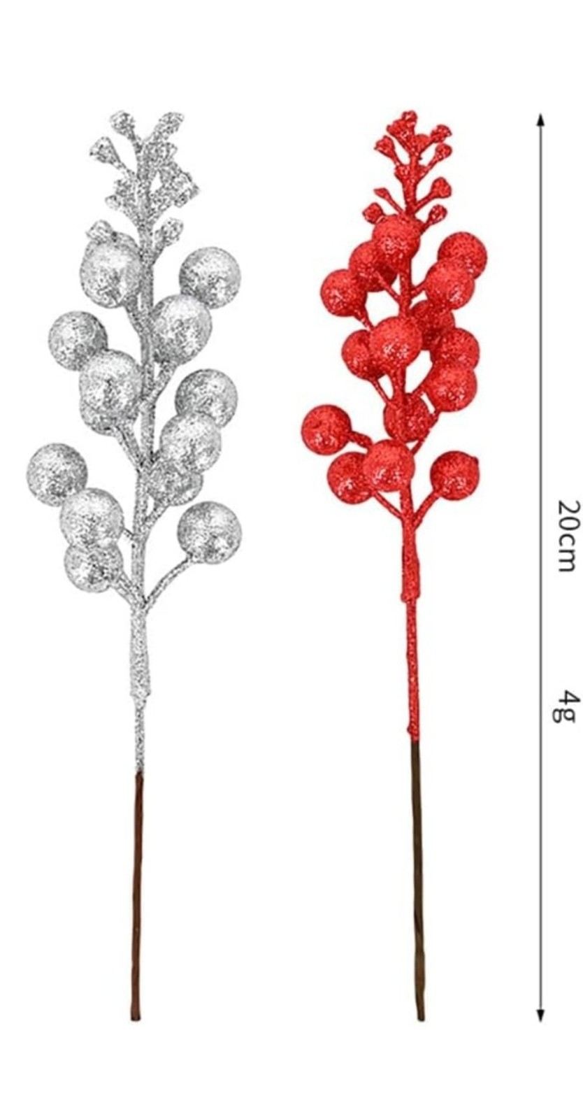 12pcs Artificial Red Picks Spring Festival Christmas Branches Stems