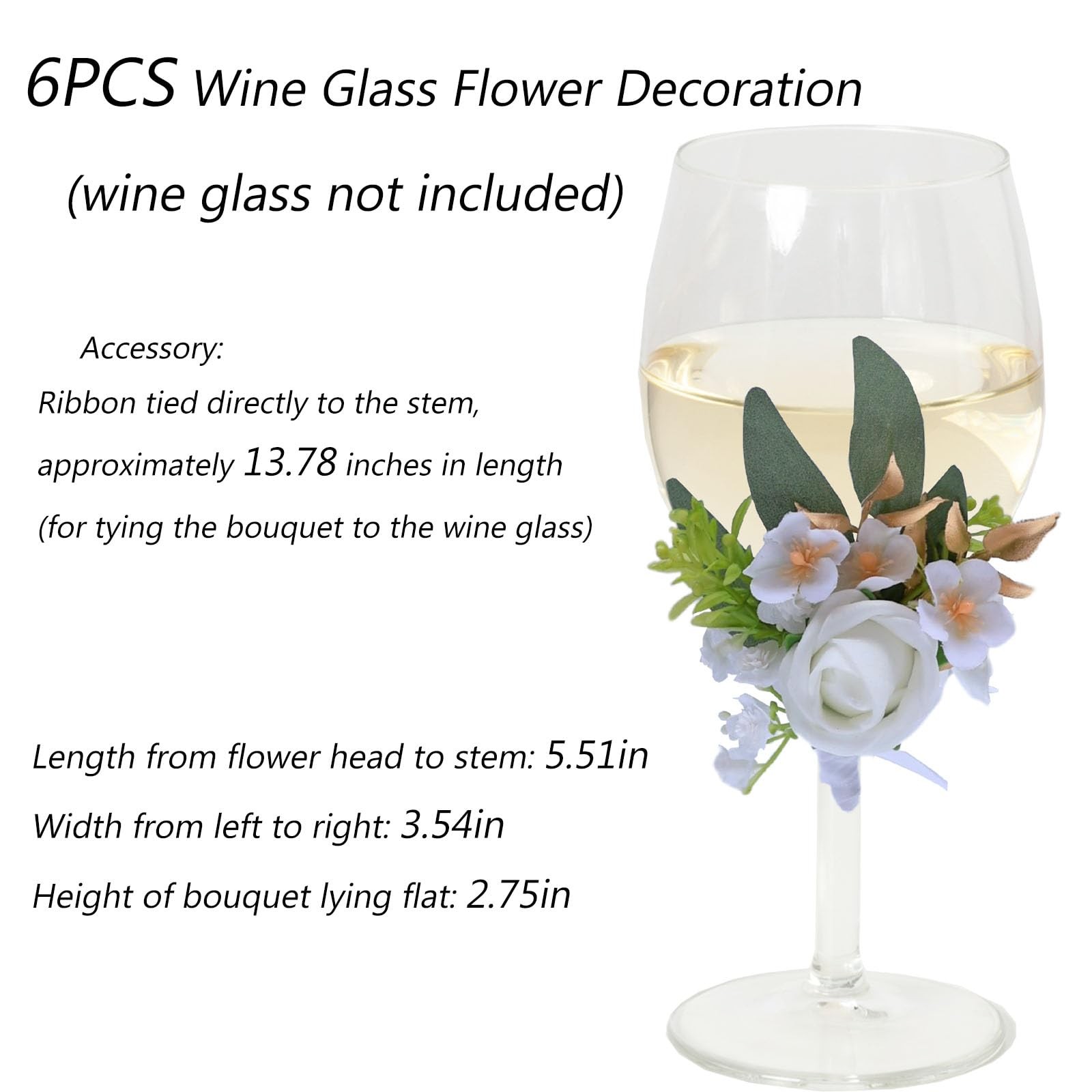 6 PCS Wine Cup Flower Set White Artificial Flowers Table Decor
