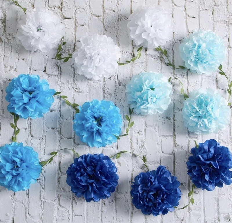 2Pcs Flower Ball Garland Ornament 8.2feet Long Floral Ball Decoration