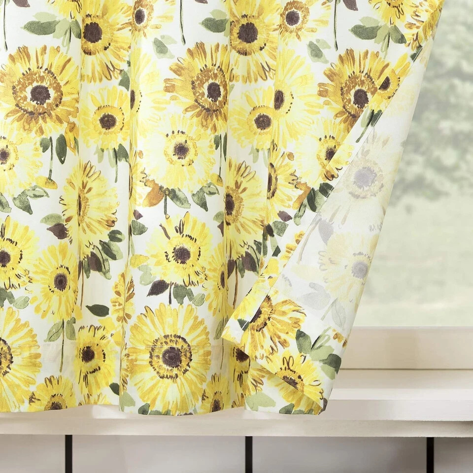 Sunflower Print Semi-Sheer 36″W x 54″L (Pack of 1), Yellow