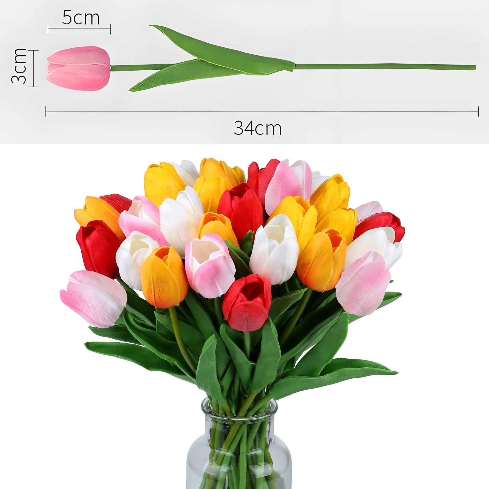 10 PCS 13″ White Artificial Fake Tulips Silk Flowers Bouquet Wedding Decor