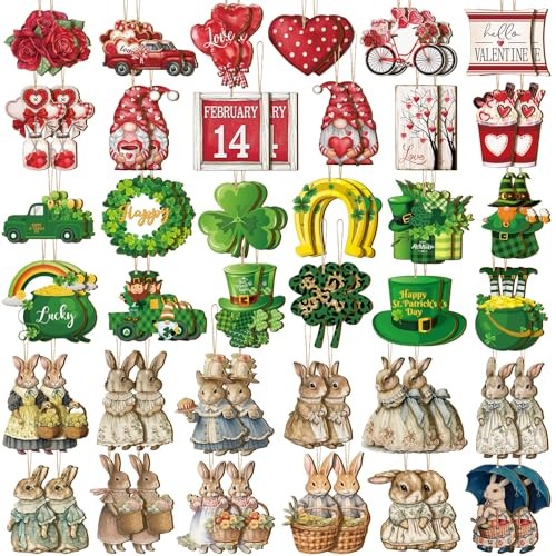 Vintage 72 Pcs Valentines St. Patricks Day Easter Red Green Brown Holiday
