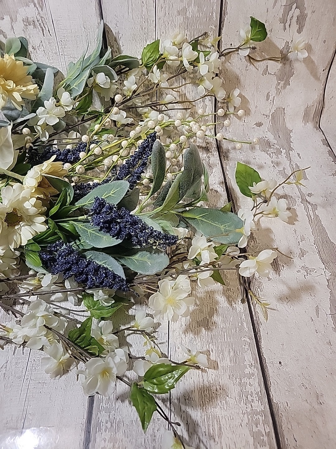 Faux Floral Flower Arrangement Single Pieces Daisy Pearl Berries Fuzzy Stems…