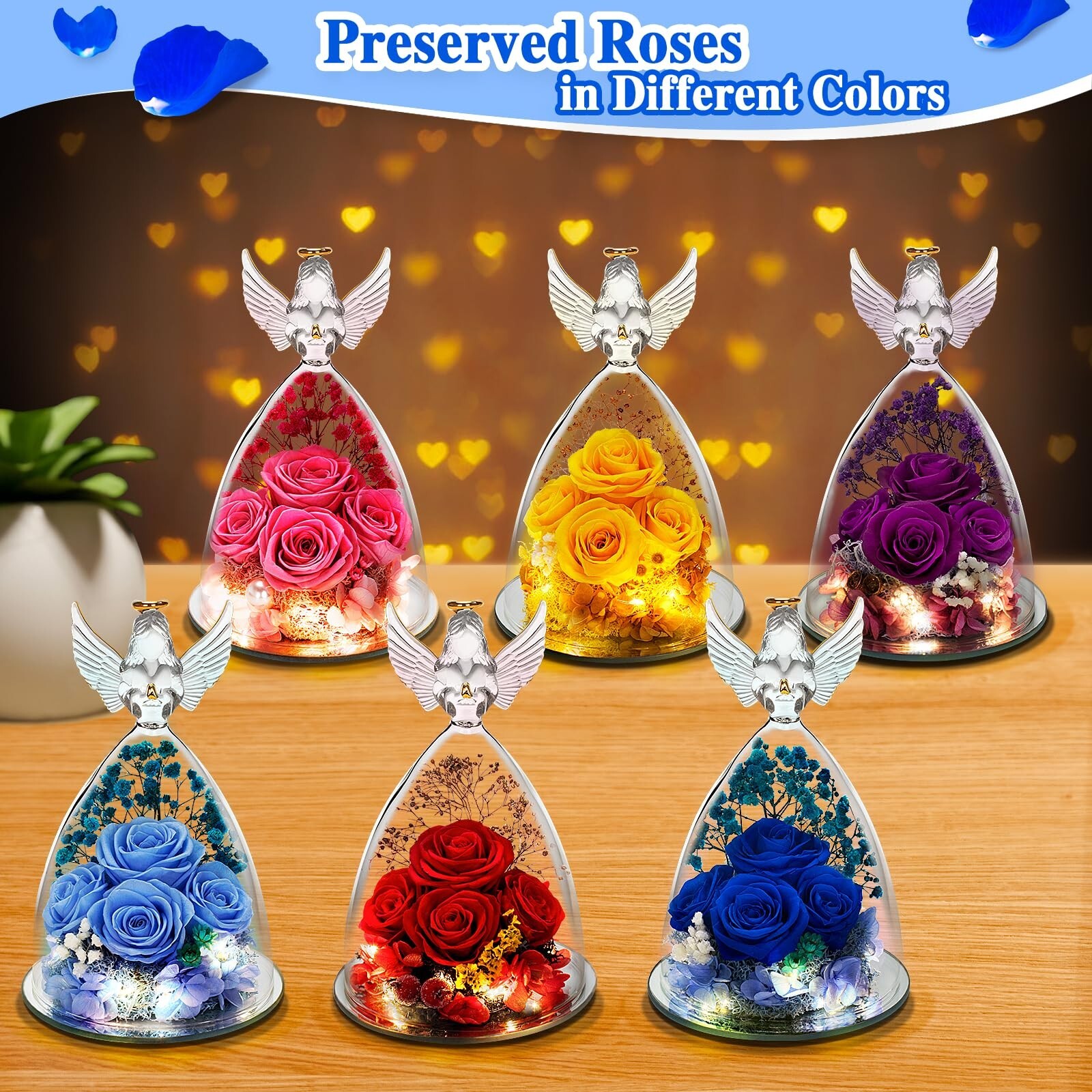 Birthday Day Rose Gifts for Women, Preserved Flowers Rose Gift for Mom, Glass…