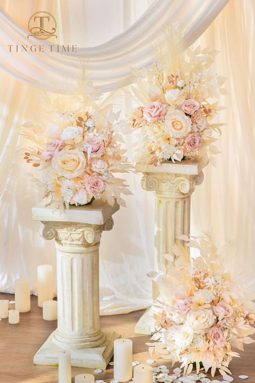 Free-Standing Artificial Flower Set of 2, Table Centerpiece with Rubber Pad, …