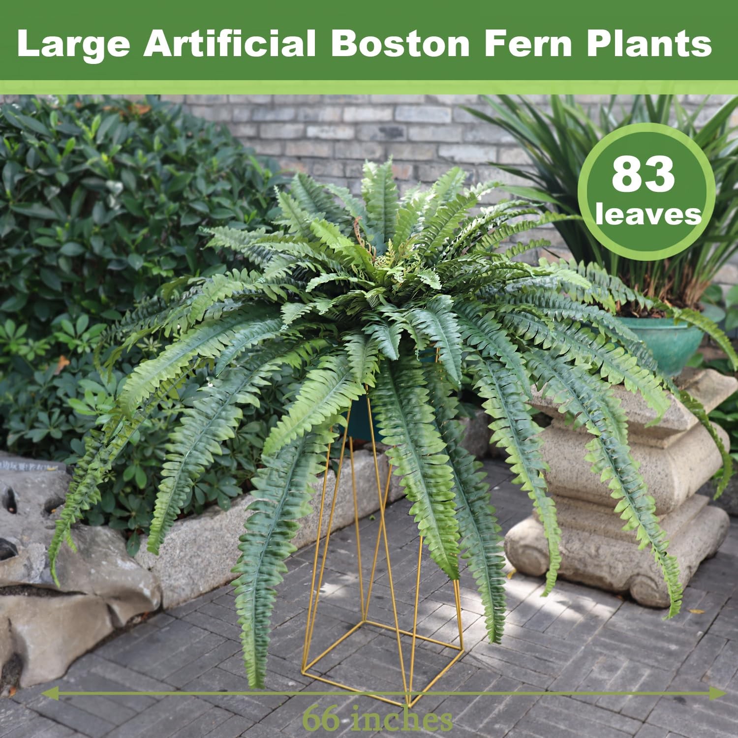 Artificial Fern for Outdoor Large 68″ Fake Fern Artificial Plants UV Resistant F