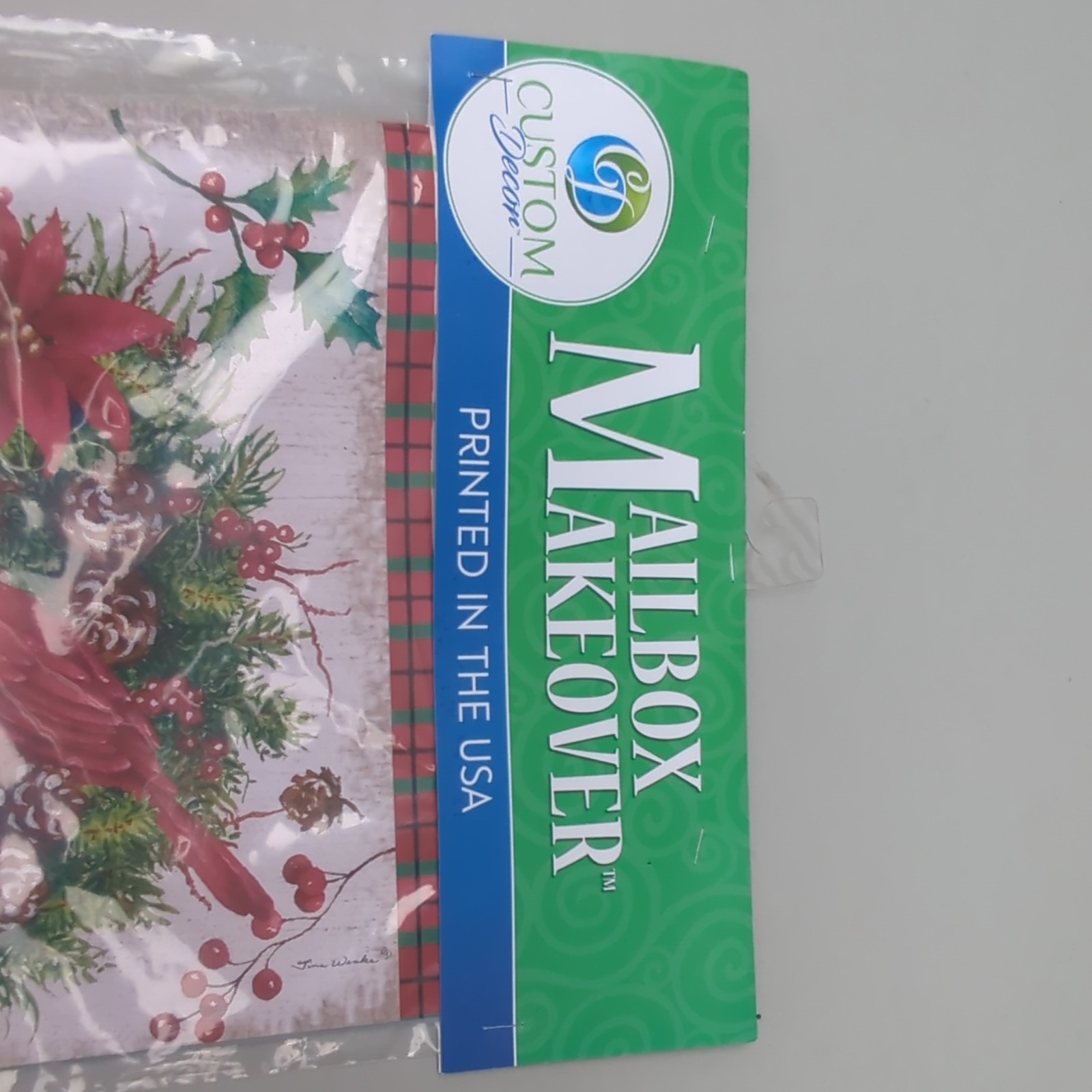 Custom Design Mailbox Cover. New In Packaging. Christmas Wreath and cardinals