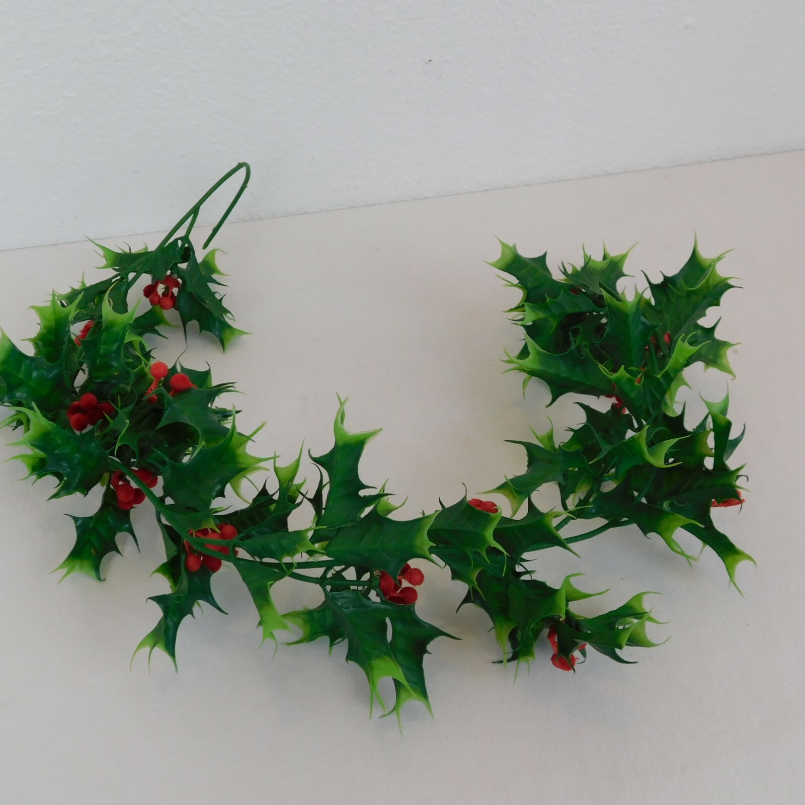 3 Piece Artificial Floral Pieces Holly & Berries Poinsettia Fern Red White Green