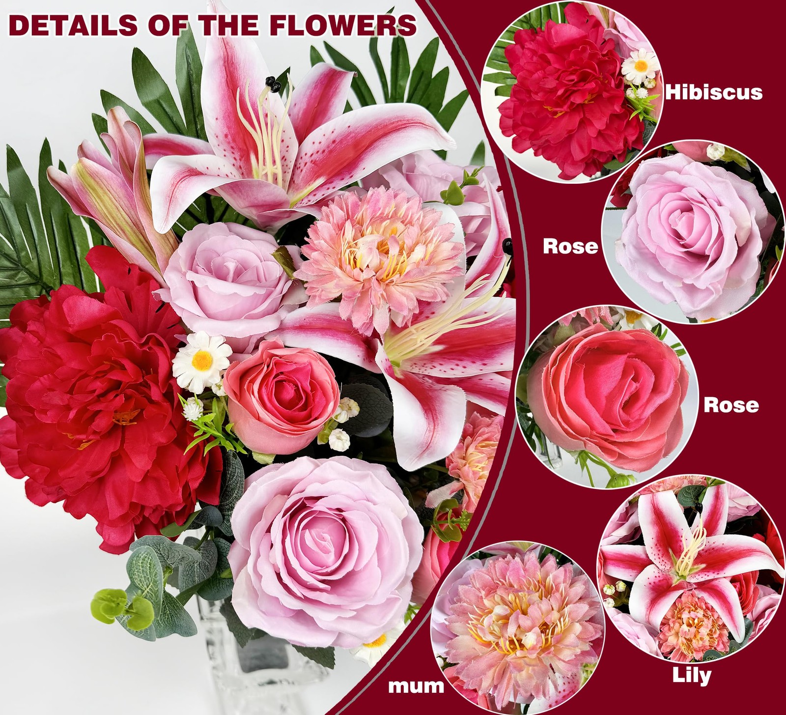 Colorfast Cemetery Flowers Grave Vase Pink Roses Headstone Sympathy Memorial