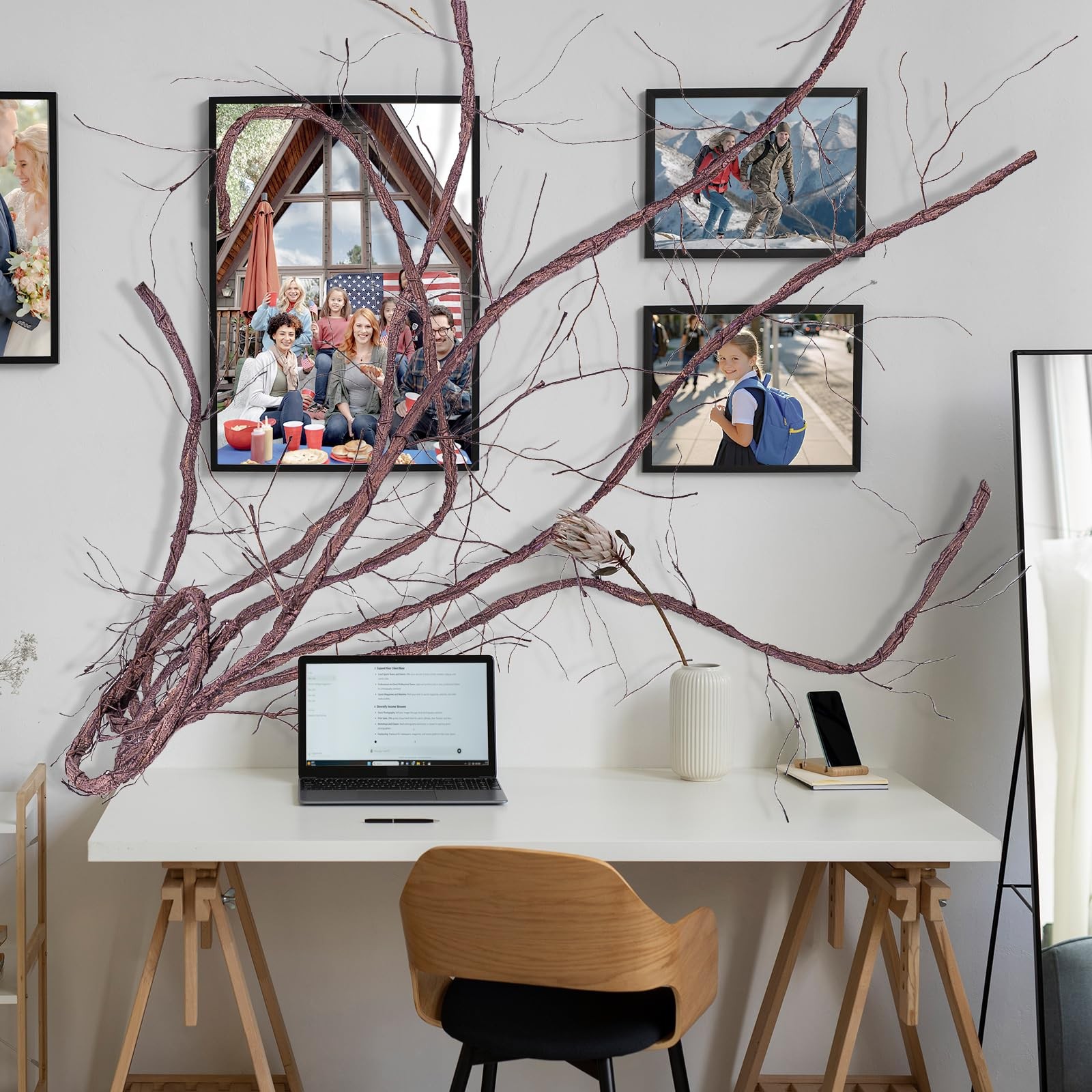118 inch Bendable Artificial Brown Tree Twigs Branches, Middle Size Wall Hang…
