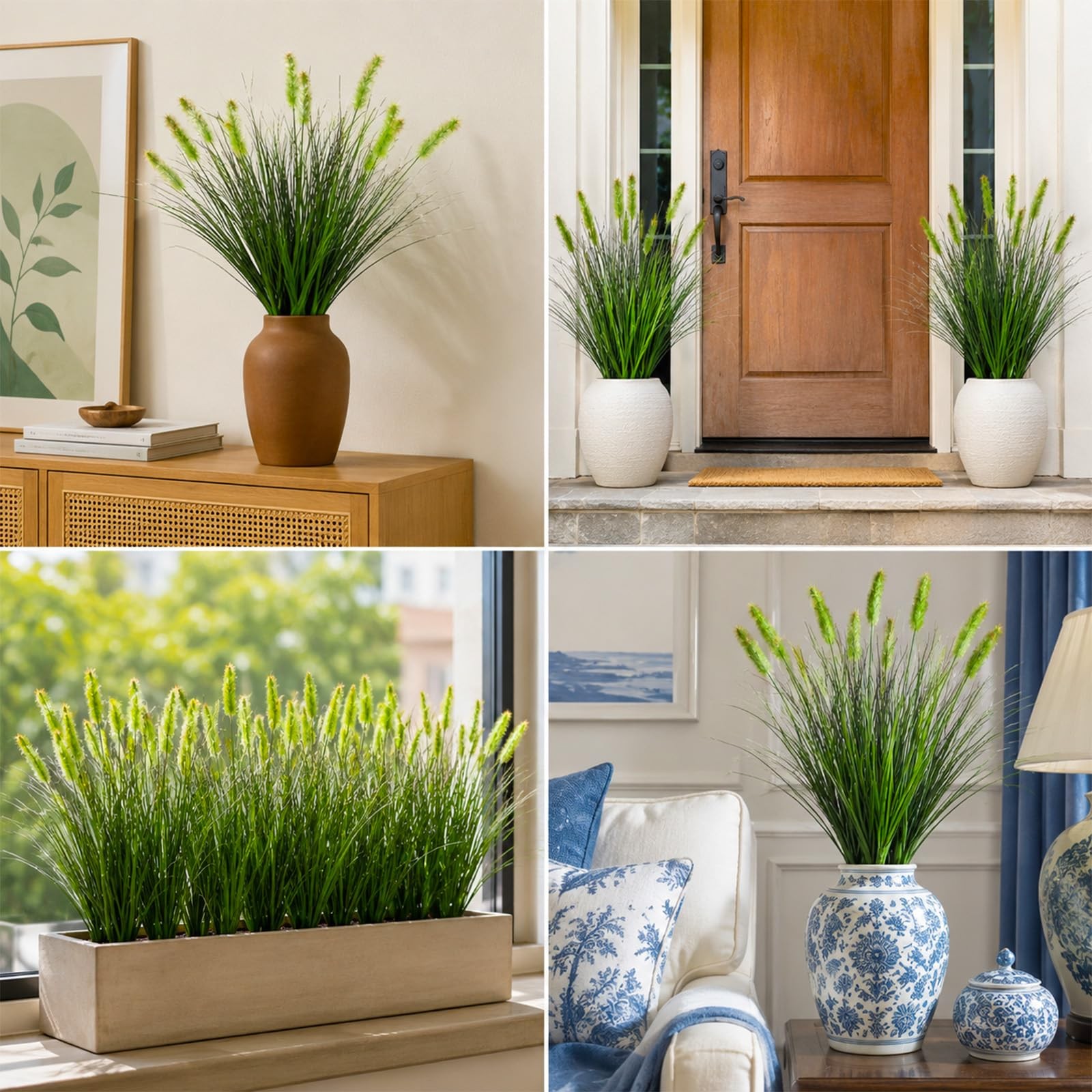 10 Pcs Artificial Onion Grasses, 35cm Fake Grass Faux Greenery Wheat Sea Gras…