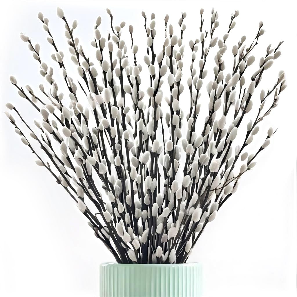 Dried PussyWillow Branches 60 Stems 17″ White Flowers Indoor Outdoor Decor