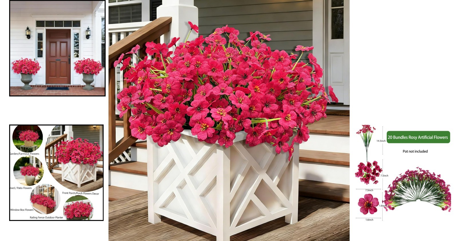 Realistic Fuchsia Faux Flowers – 20 Bundles for Outdoor Decor & Arrangements