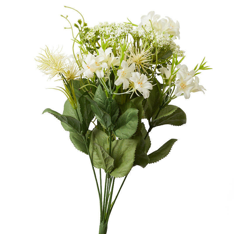 Factory Direct Craft Cream Artificial Lily and Queen Ann’s Lace Bush