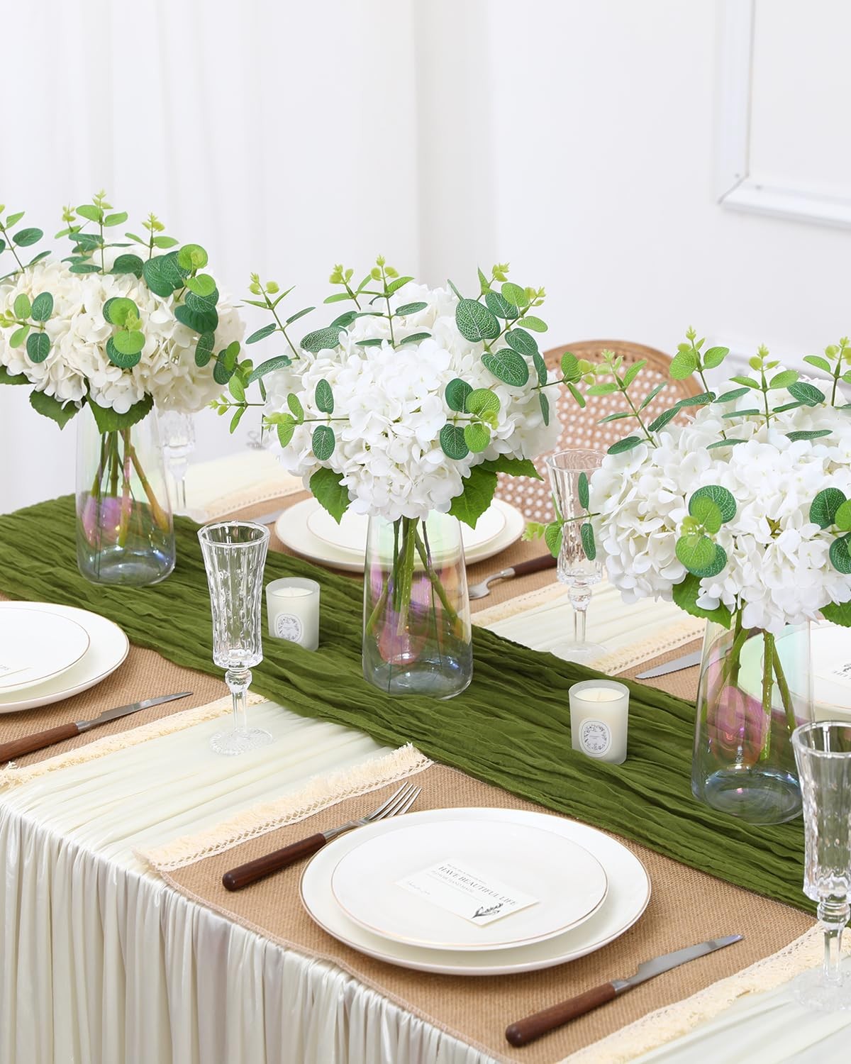 4pcs Fake Hydrangea with Vase -3D Real Touch Faux Hydrangea Flowers and 3pcs …