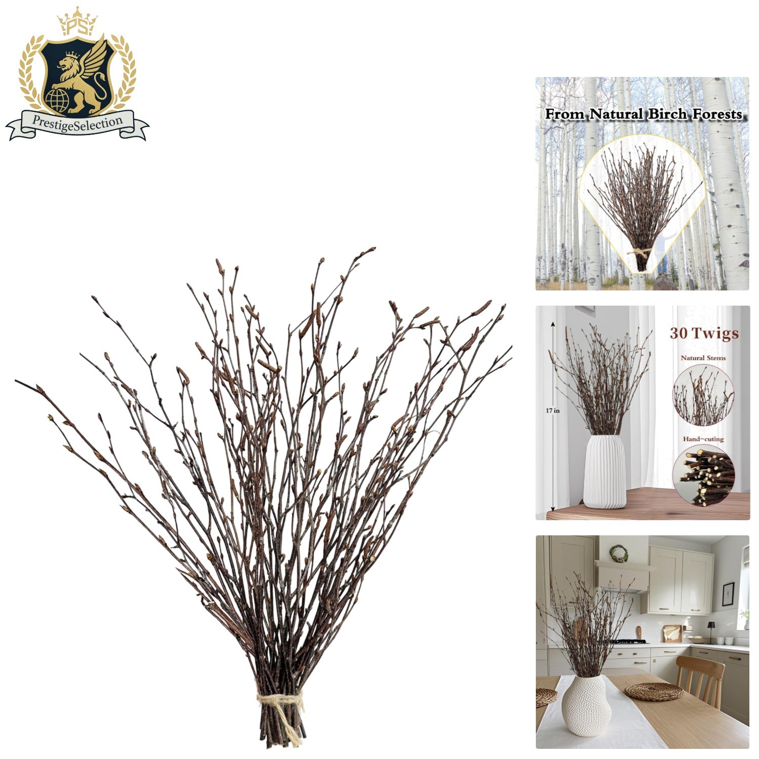 Elevate Your Space with 30-Pcs 17-Inch Birch Twigs – Rustic Home Decor Staples