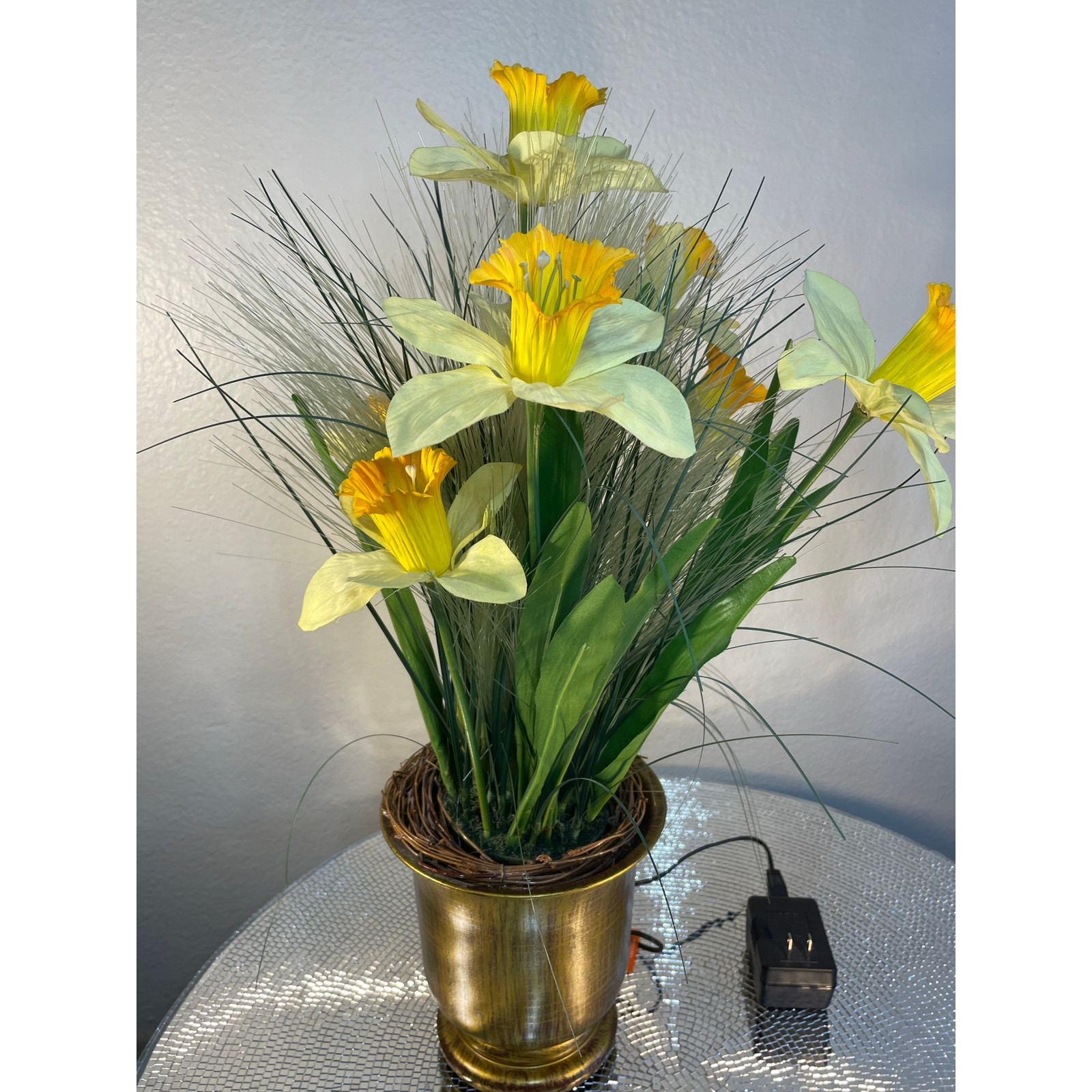 vintage optical fiber floral bouquet Yellow Daffodils