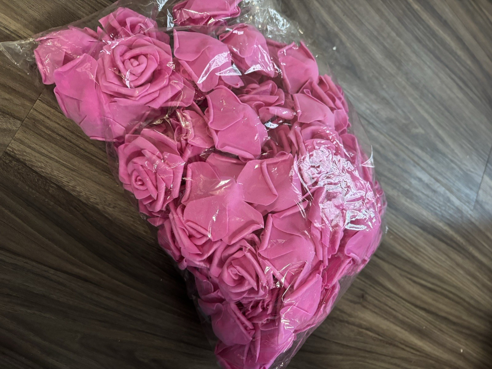 Pink Artificial Foam Rose Flower Heads, Individual Floral Wall Decor