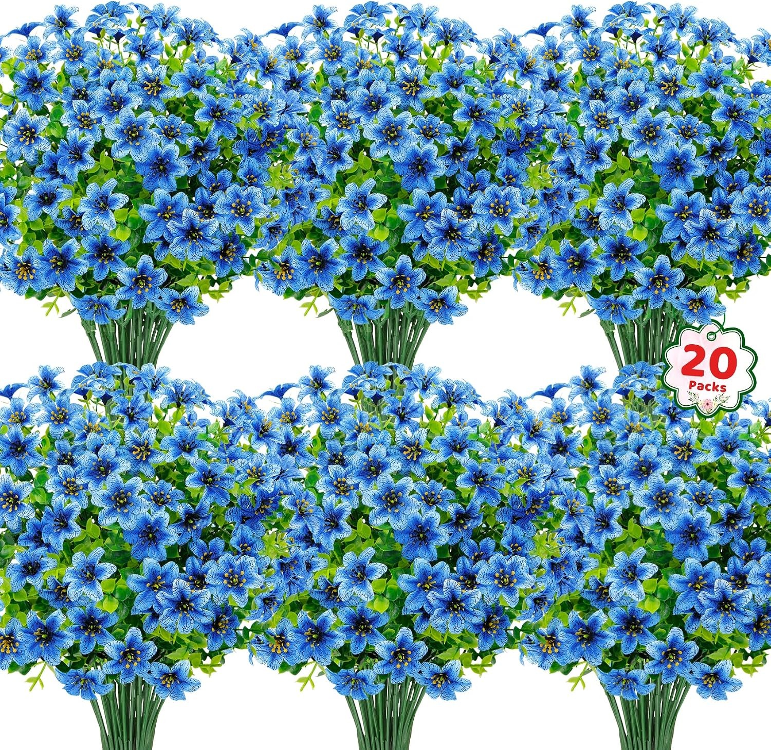 20 Bundles Artificial Flowers UV Resistant Silk Flowers Outdoor Indoor Decor
