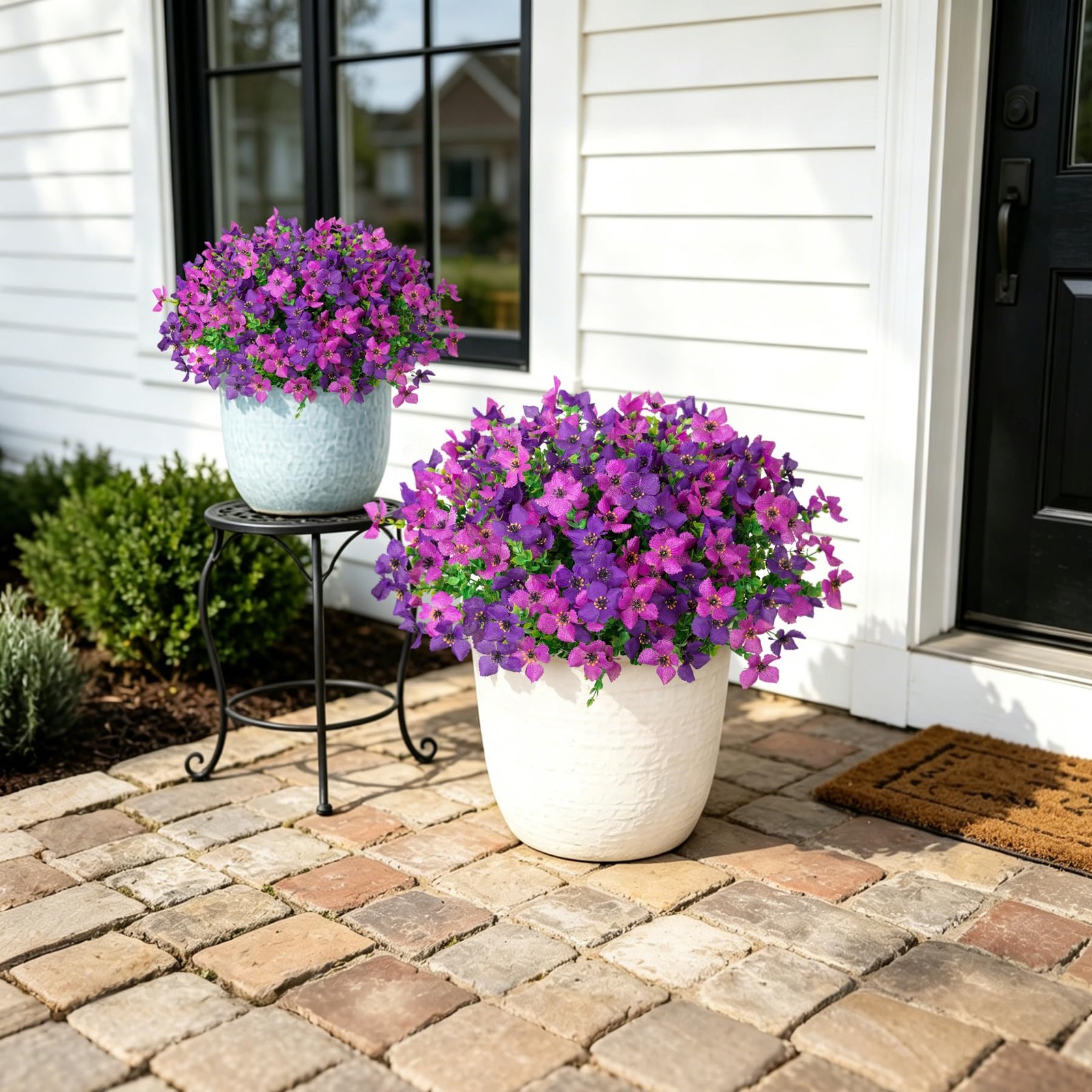 INXUGAO Artificial Faux Plants Flowers Outdoor Spring Summer Decoration, 12 B…
