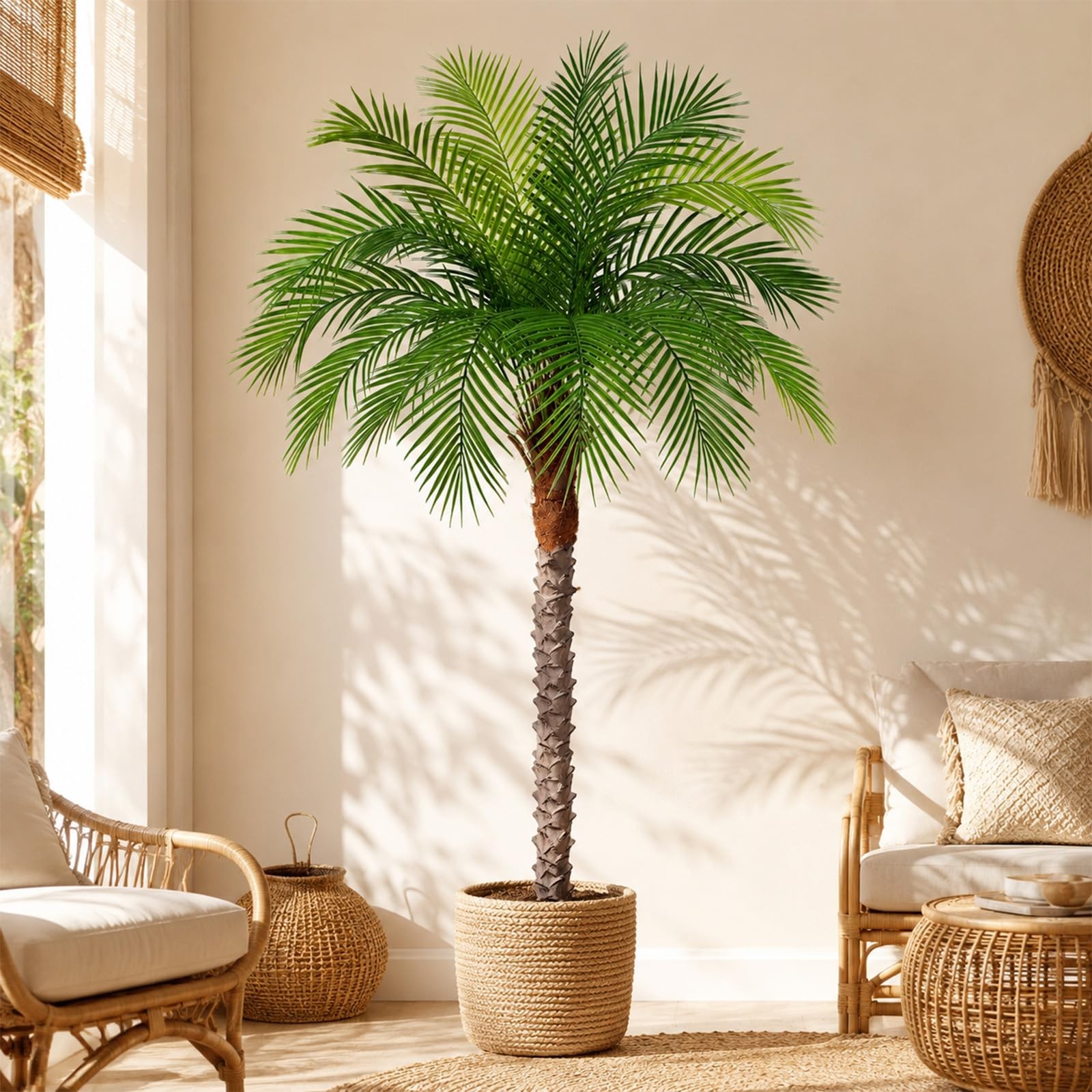 5ft Artificial Phoenix Palm Tree, Faux Coconut Silk Tropical Fake Palm Plant …
