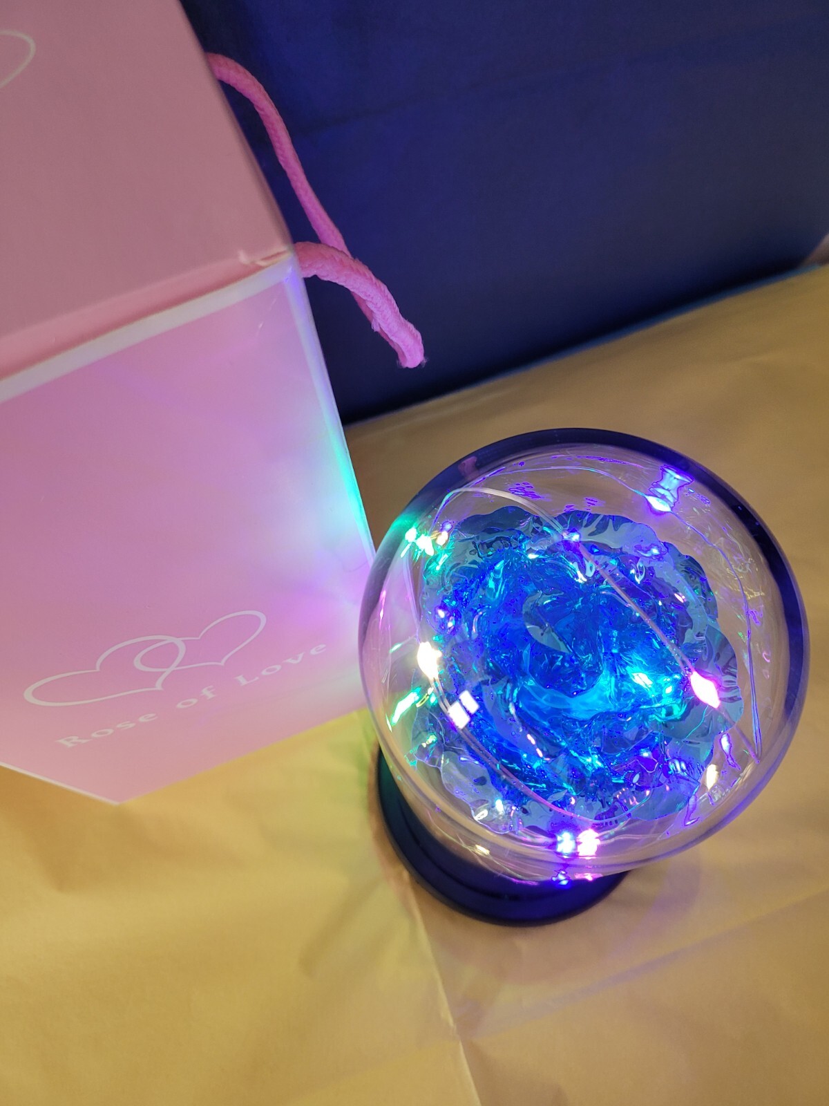 Galaxy Rose in Glass Dome LED Enchanted Flower with gift box ready for Christmas