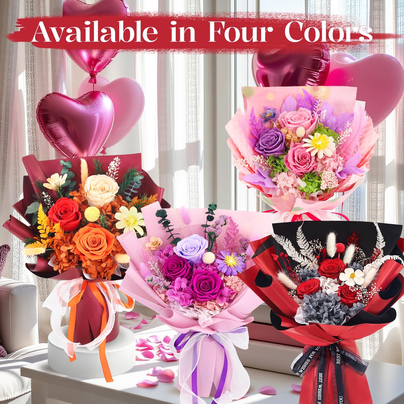 Preserved Flowers for Delivery, Flowers Fresh Bouquet with Gift Box