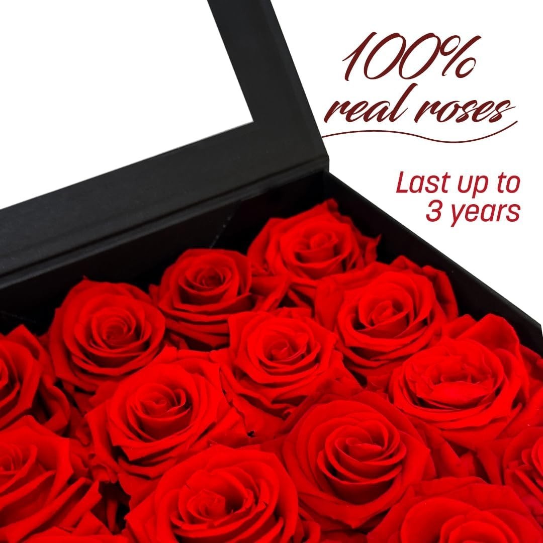 Premium Real Preserved Roses 16 PCS 100% Real Red Roses Lasting Up to 3 Years