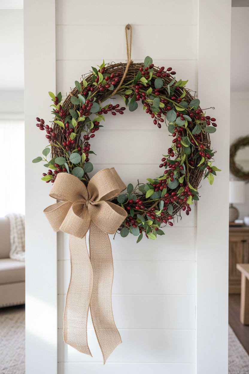 Rustic Red Berry Stem 13.5 Inch Artificial Cranberry Branch Farmhouse Lodge Cabi